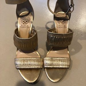 Vince Camuto gold strapy heels size 8